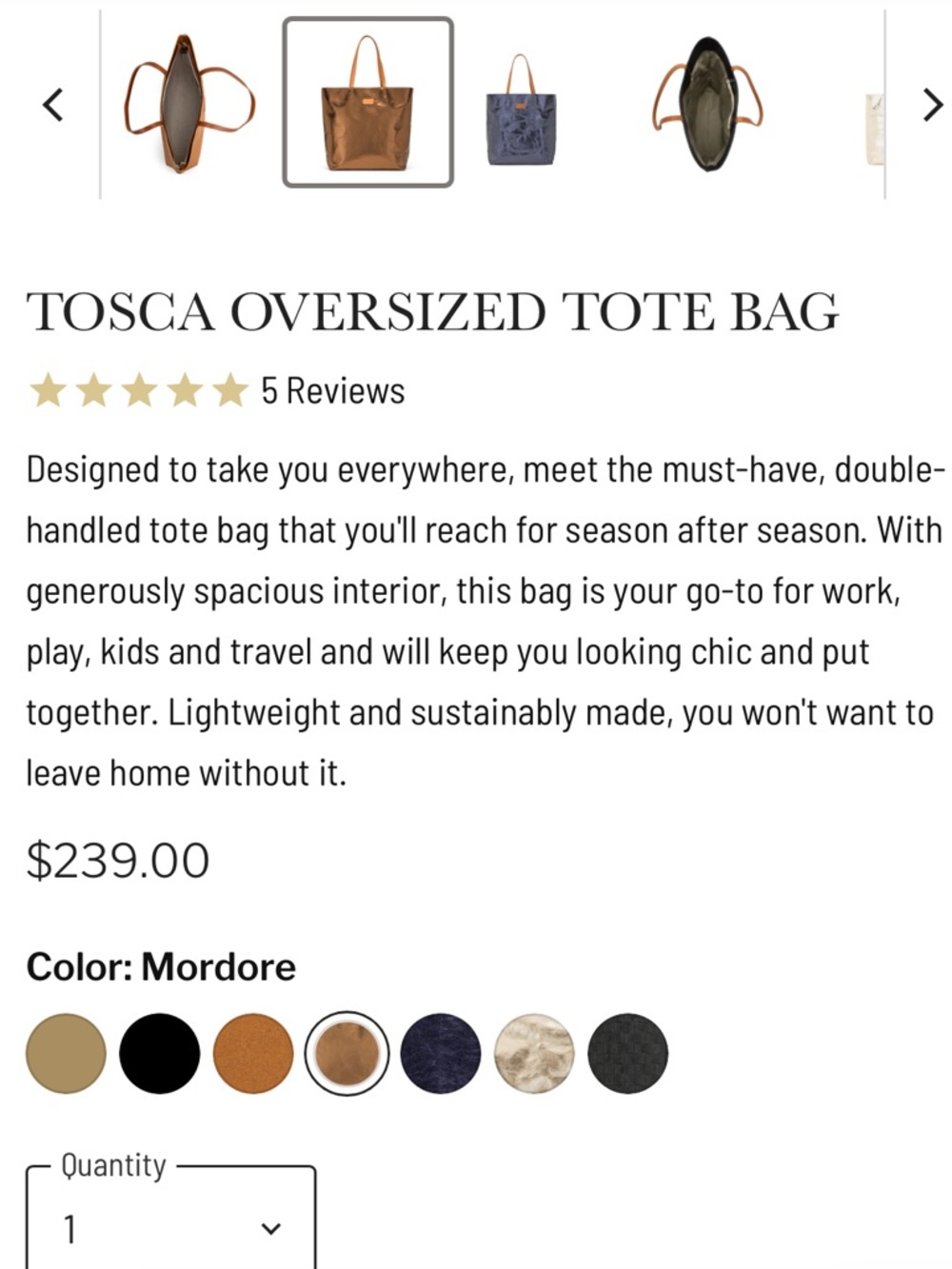 Uashmama Tosca oversized tote NWOT - Picture 5 of 11